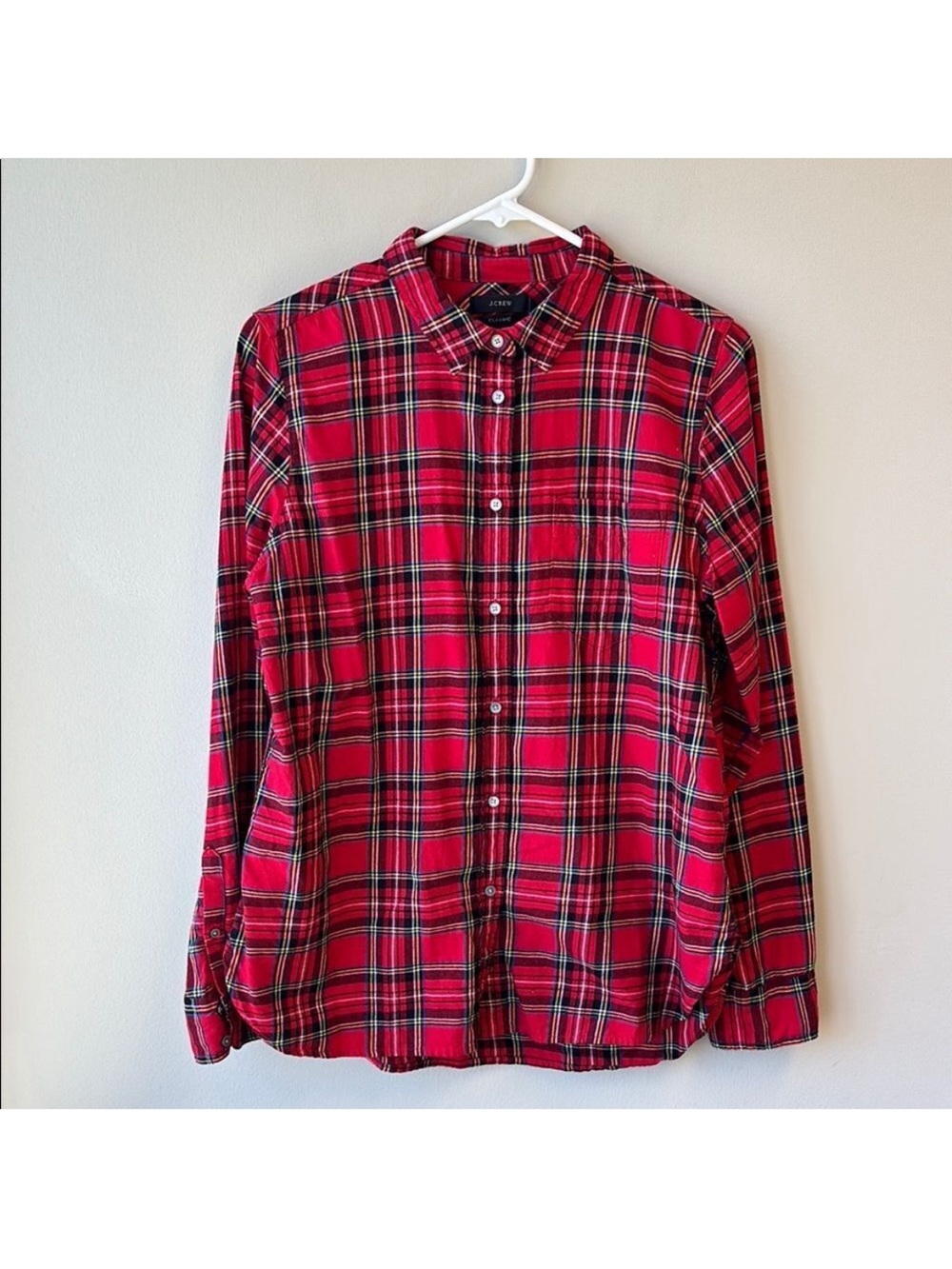 J. Crew Red Plaid Cotton Button-Down Shirt - Womens 10